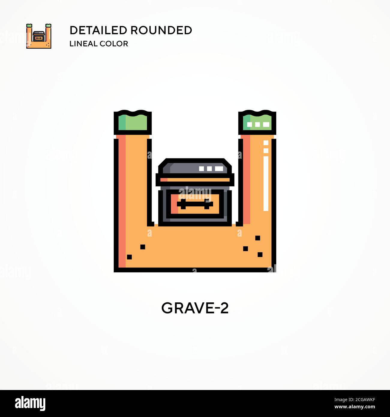 Grave-2-Vektorsymbol. Moderne Vektorgrafik Konzepte. Einfach zu bearbeiten und anzupassen. Stock Vektor