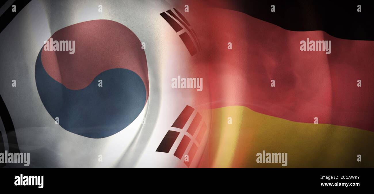 Flagge Bilder des Konzepts der internationalen Beziehungen zwischen Südkorea und Deutschland. Stockfoto