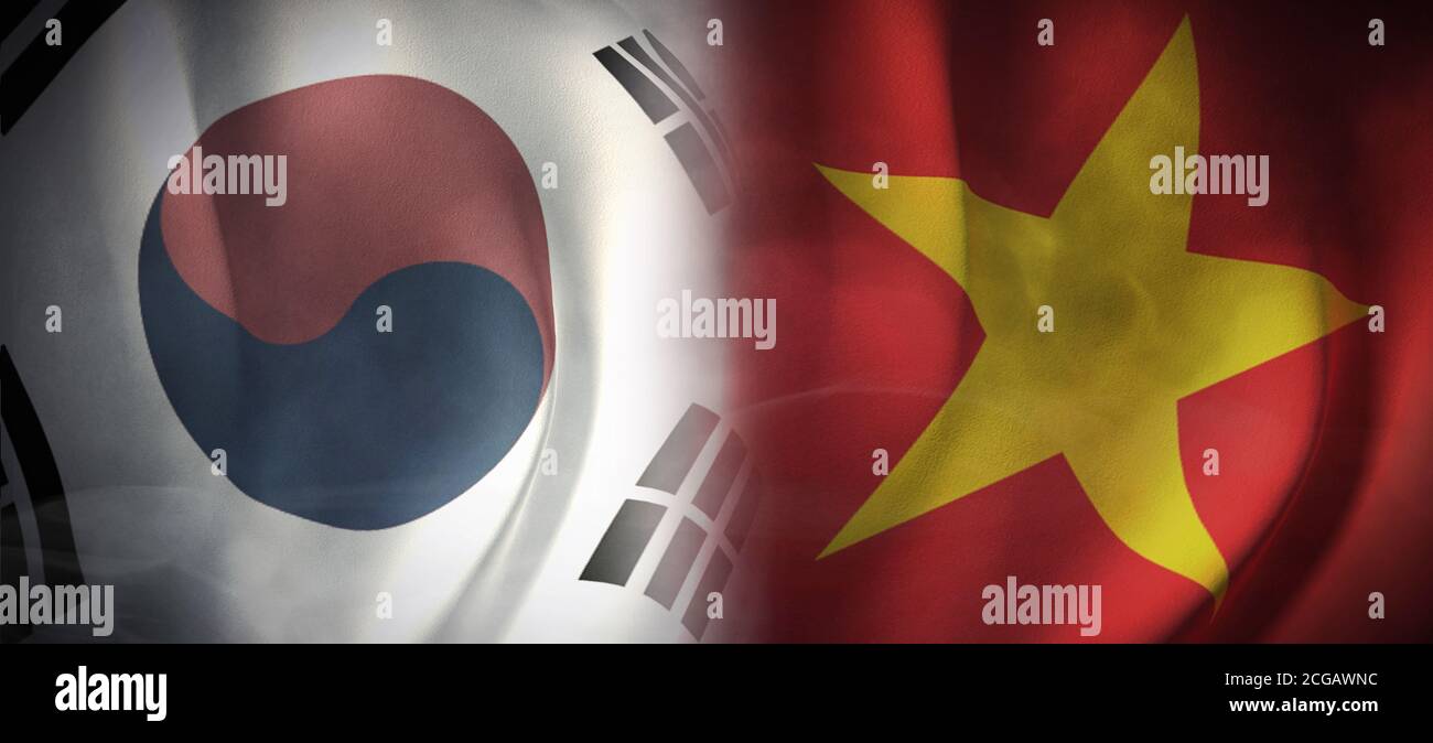 Flagge Bilder des Konzepts der internationalen Beziehungen zwischen Südkorea und Vietnam. Stockfoto