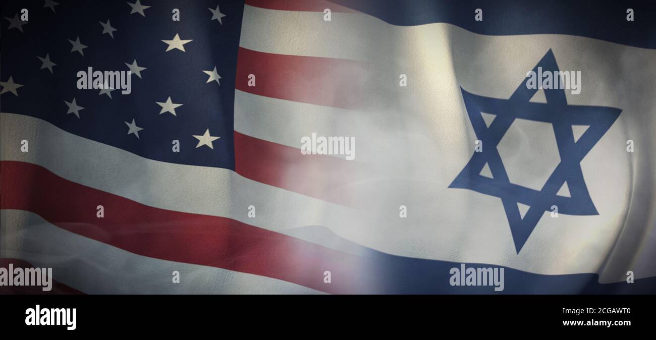 Flaggen Bilder des Konzepts der internationalen Beziehungen zwischen den USA und Israel. Stockfoto