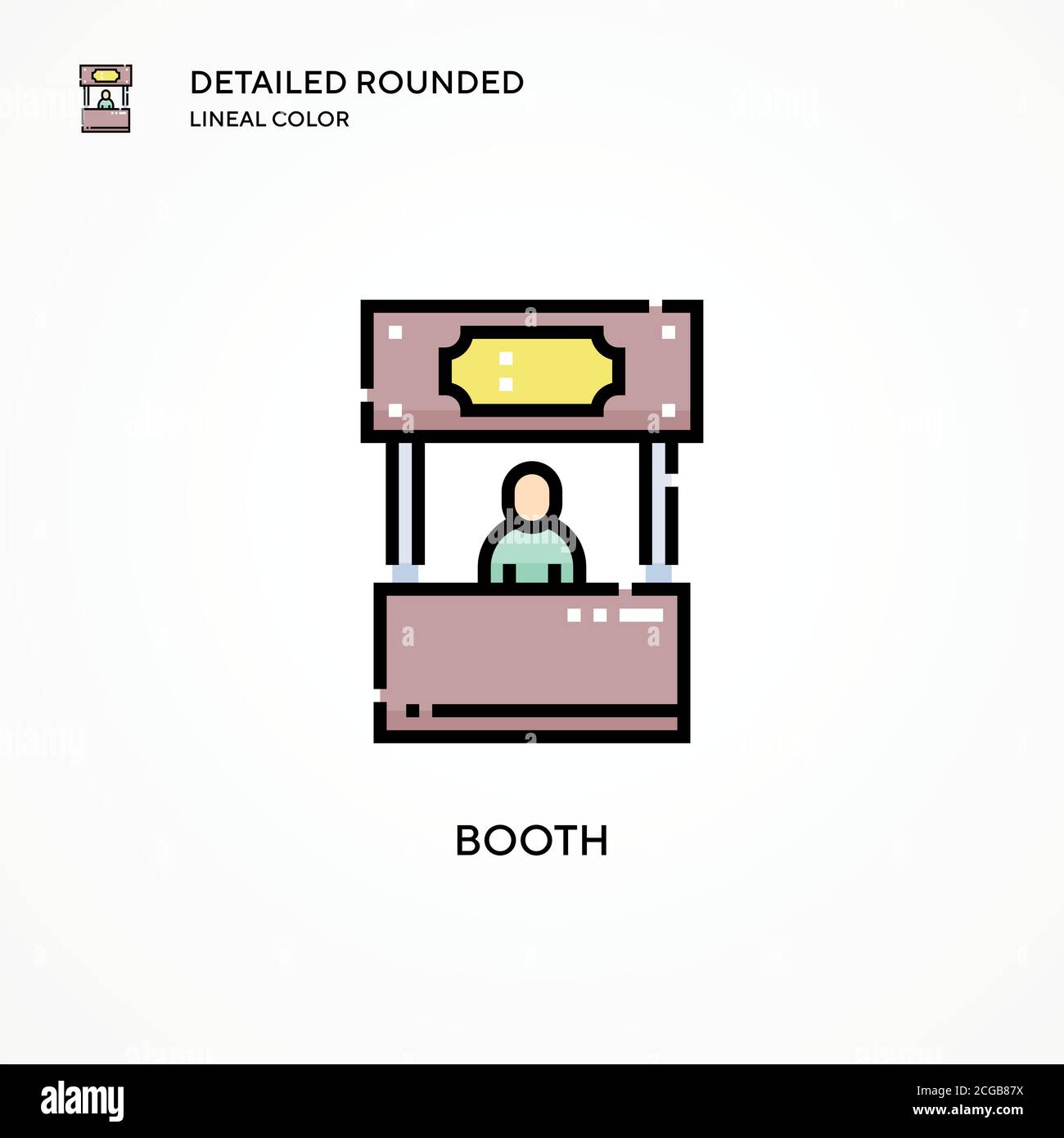 Booth-Vektorsymbol. Moderne Vektorgrafik Konzepte. Einfach zu bearbeiten und anzupassen. Stock Vektor