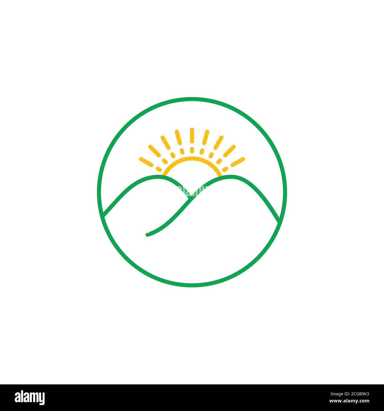 Sun Rise Mountain Line Art Logo Vektor Stock Vektor