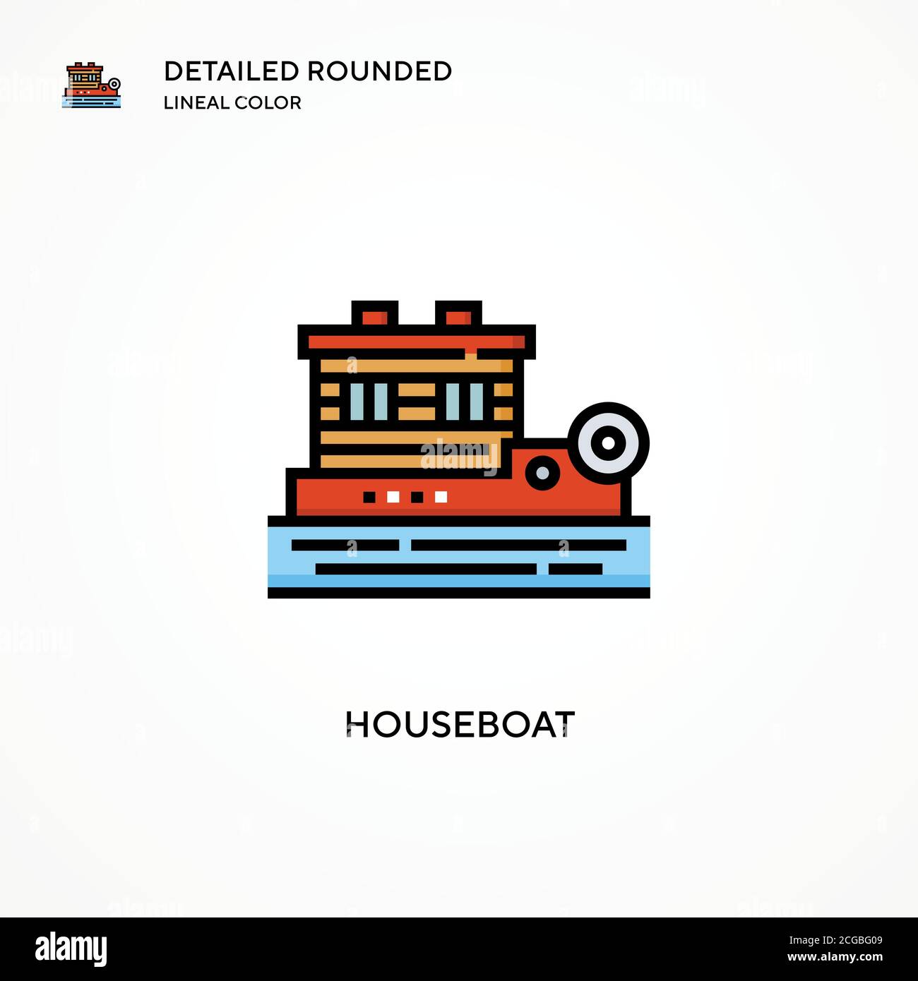 Vektorsymbol Hausboot. Moderne Vektorgrafik Konzepte. Einfach zu bearbeiten und anzupassen. Stock Vektor