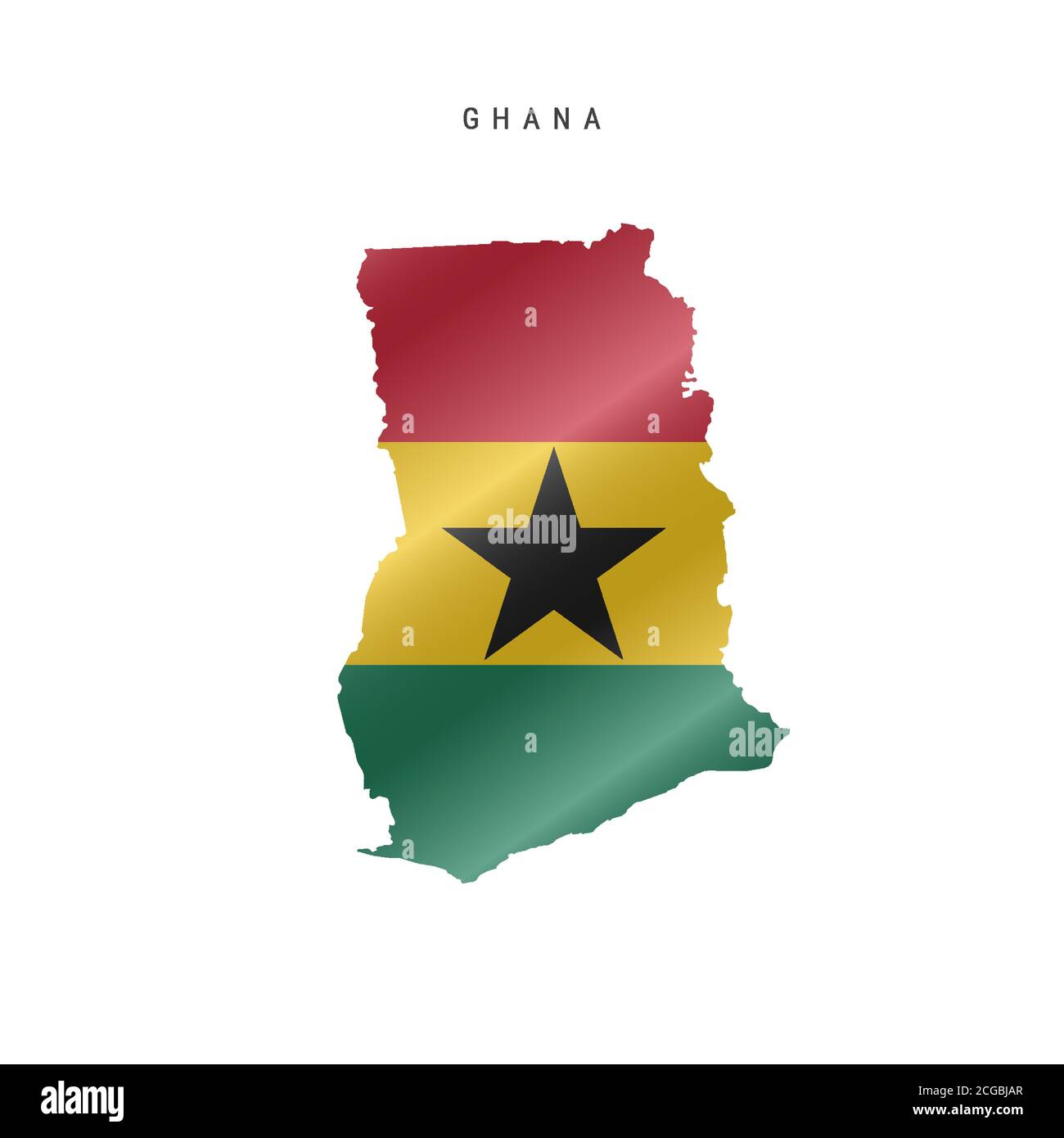 Karte mit wehender Flagge von Ghana. Vektorgrafik Stock Vektor