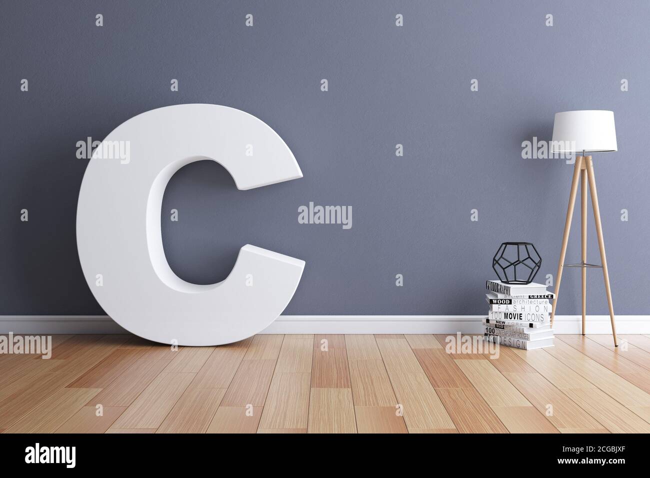 Modell Innenfont 3d-Rendering Buchstabe C Stockfoto