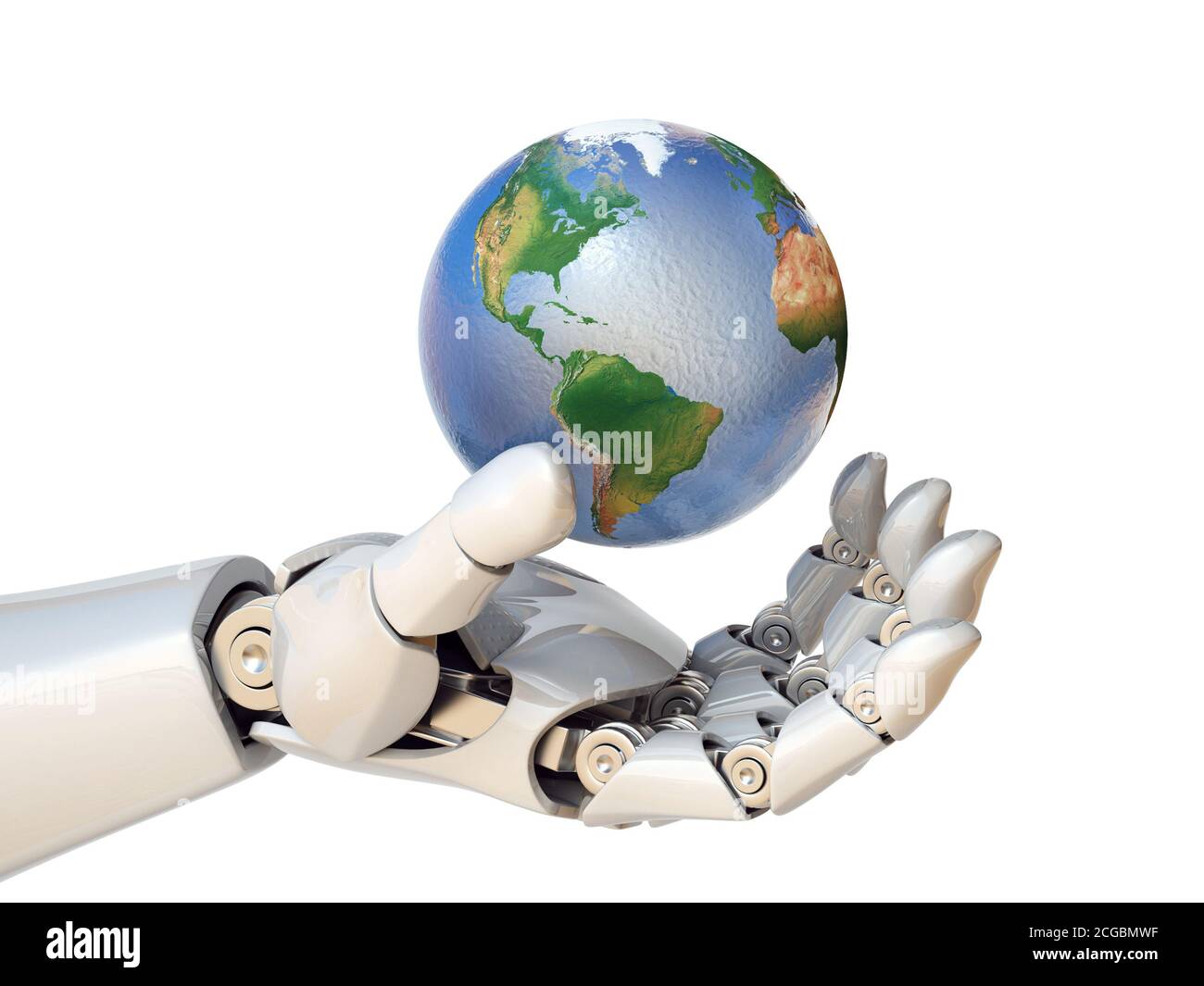 Robotic hand holding earth -Fotos und -Bildmaterial in hoher Auflösung ...