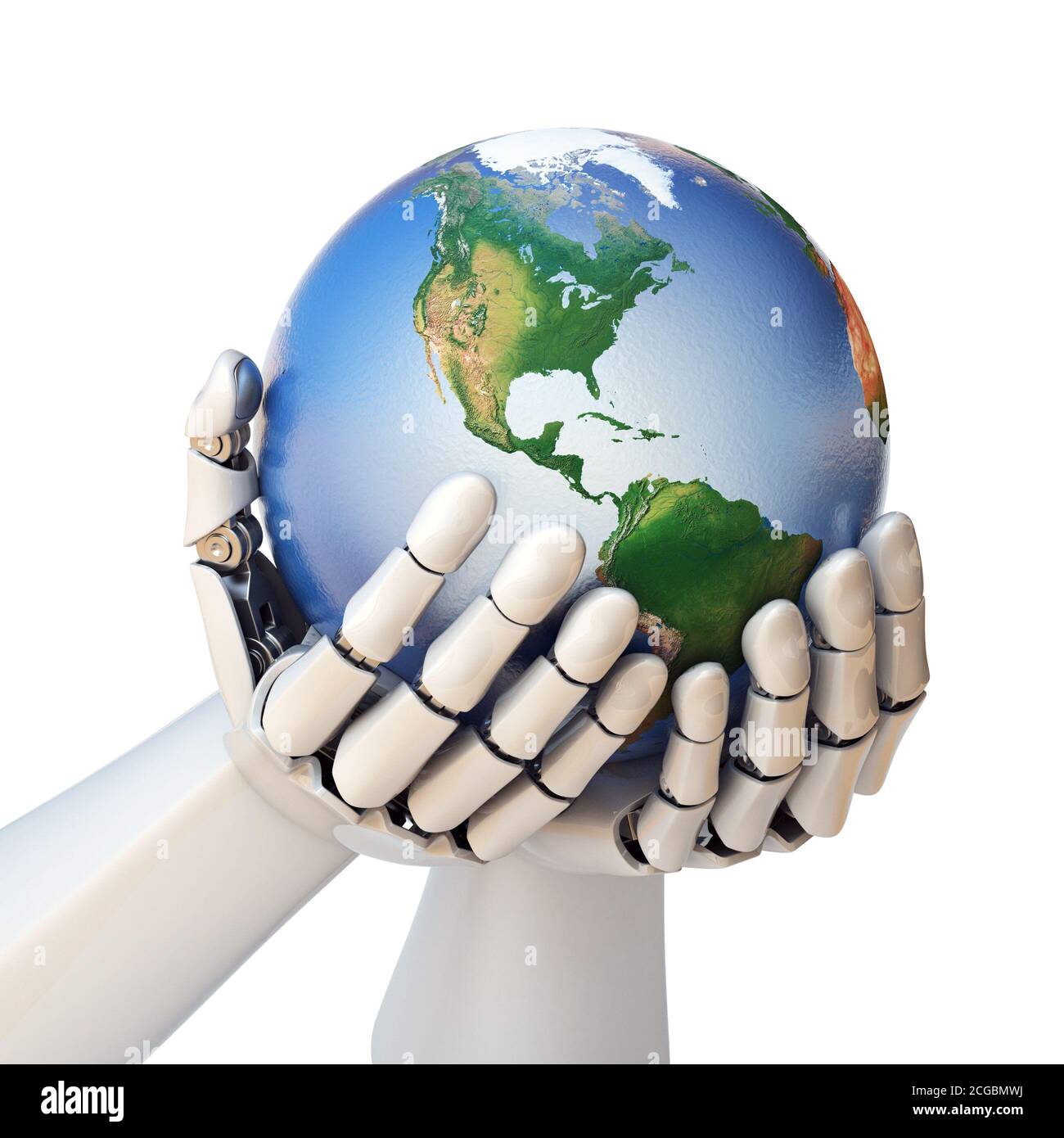 Robotic hand holding earth -Fotos und -Bildmaterial in hoher Auflösung ...