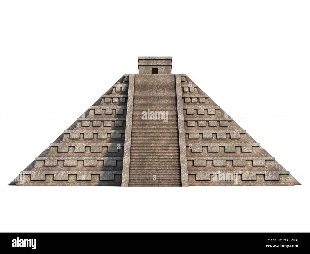 Maya-Pyramide isoliert auf weißem 3d-Rendering Stockfoto