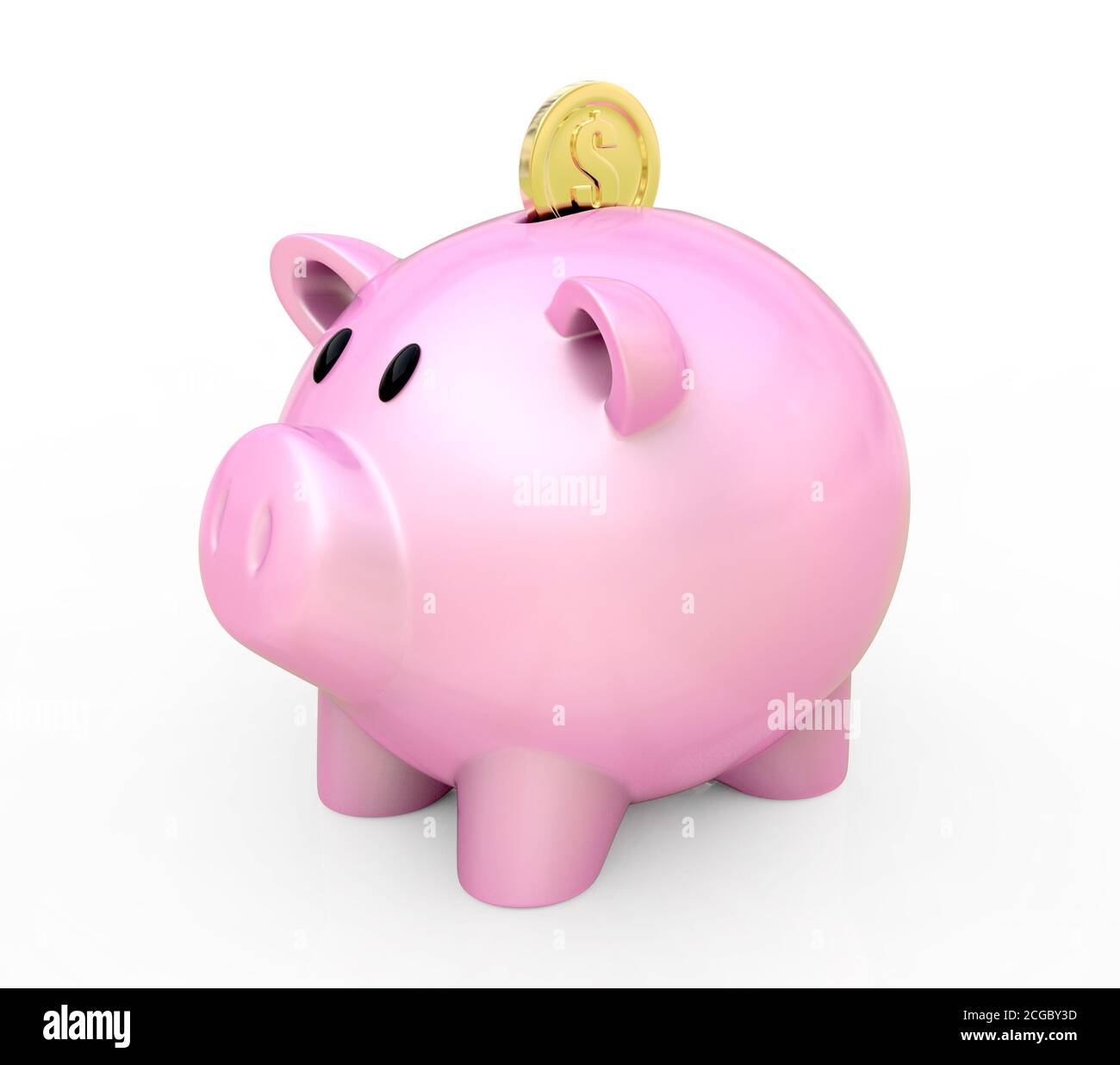 Sparschwein mit Goldmünze Stockfoto