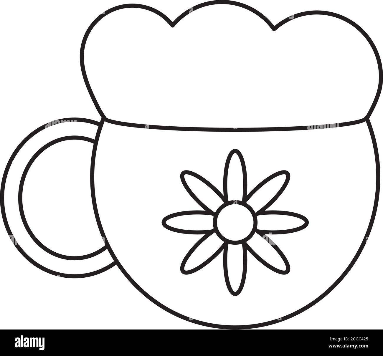 Heiße Schokolade Tasse Symbol auf weißem Hintergrund, Linie Stil, Vektor-Illustration Stock Vektor