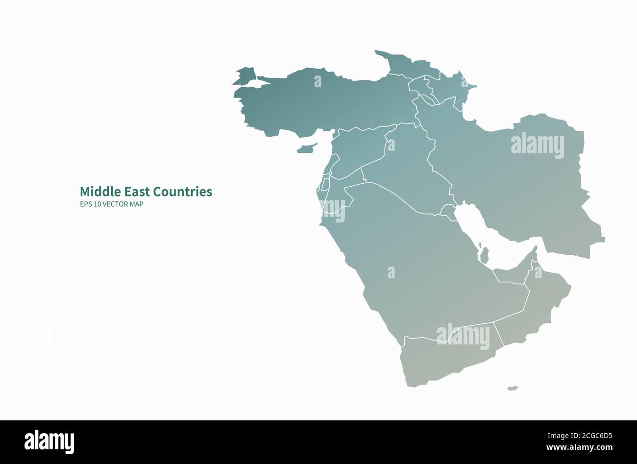 Vektorkarte für Länder des Nahen Ostens. Stock Vektor