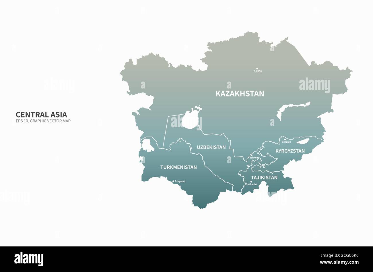 zentralasien Länder Vektorkarte. Stock Vektor