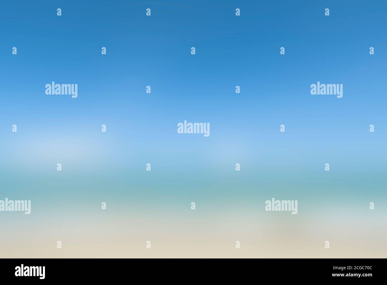 Verschwommener Hintergrund mit blauem Himmel, smaragdfarbenem Meer und goldenem Schnurzbehang. Unscharfer Hintergrund mit natürlichem Tagton. Stockfoto