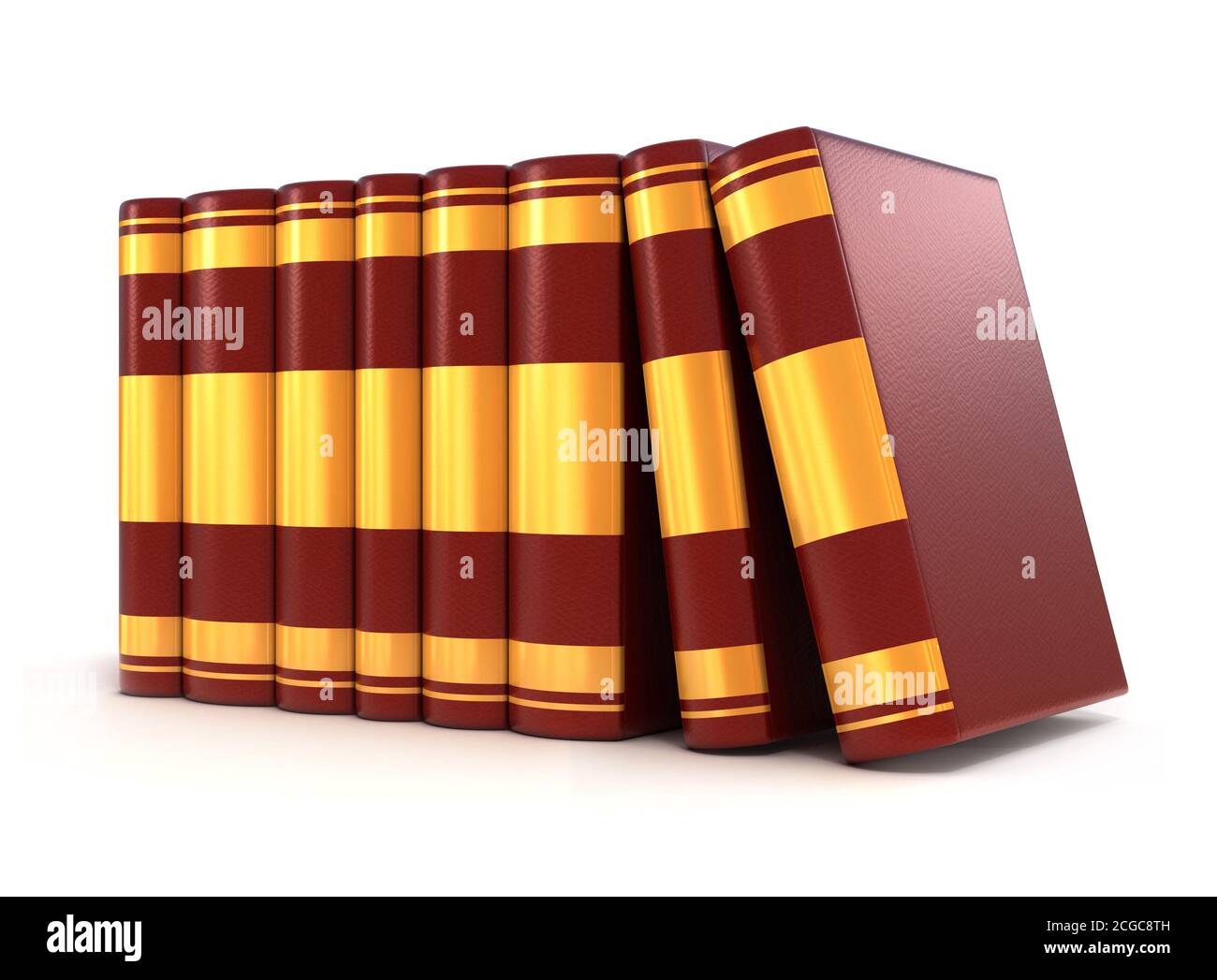 Bücher in der Reihe 3d-Illustration Stockfoto
