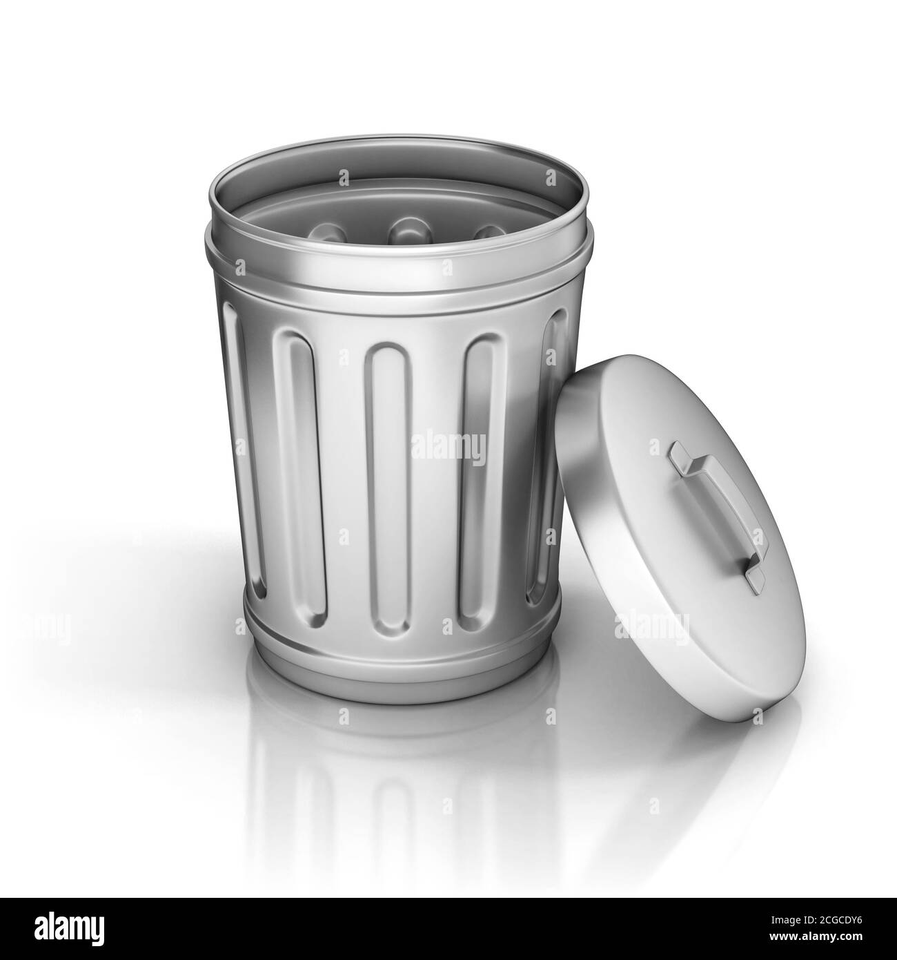 3D-Rötung des Abfalleimer öffnen Stockfoto