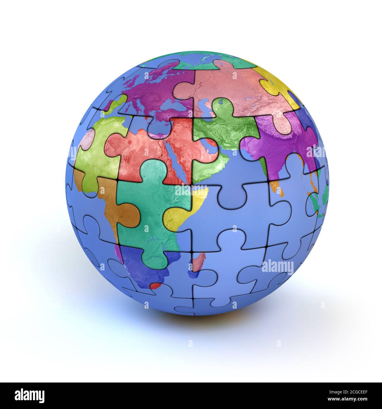 Bunte Puzzle Planet Erde - Vielfalt 3d-Konzept Stockfoto