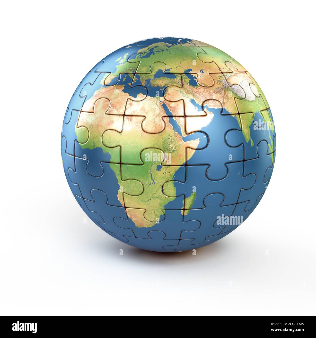 puzzle Planet Earth 3d-Rendering Stockfoto