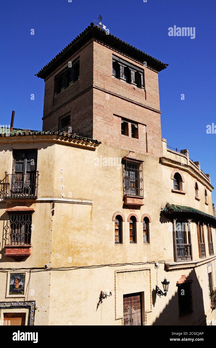 Ansicht des Hauses des maurischen Königs (Casa del Rey Moro), Ronda, Provinz Malaga, Andalusien, Spanien, Europa. Stockfoto