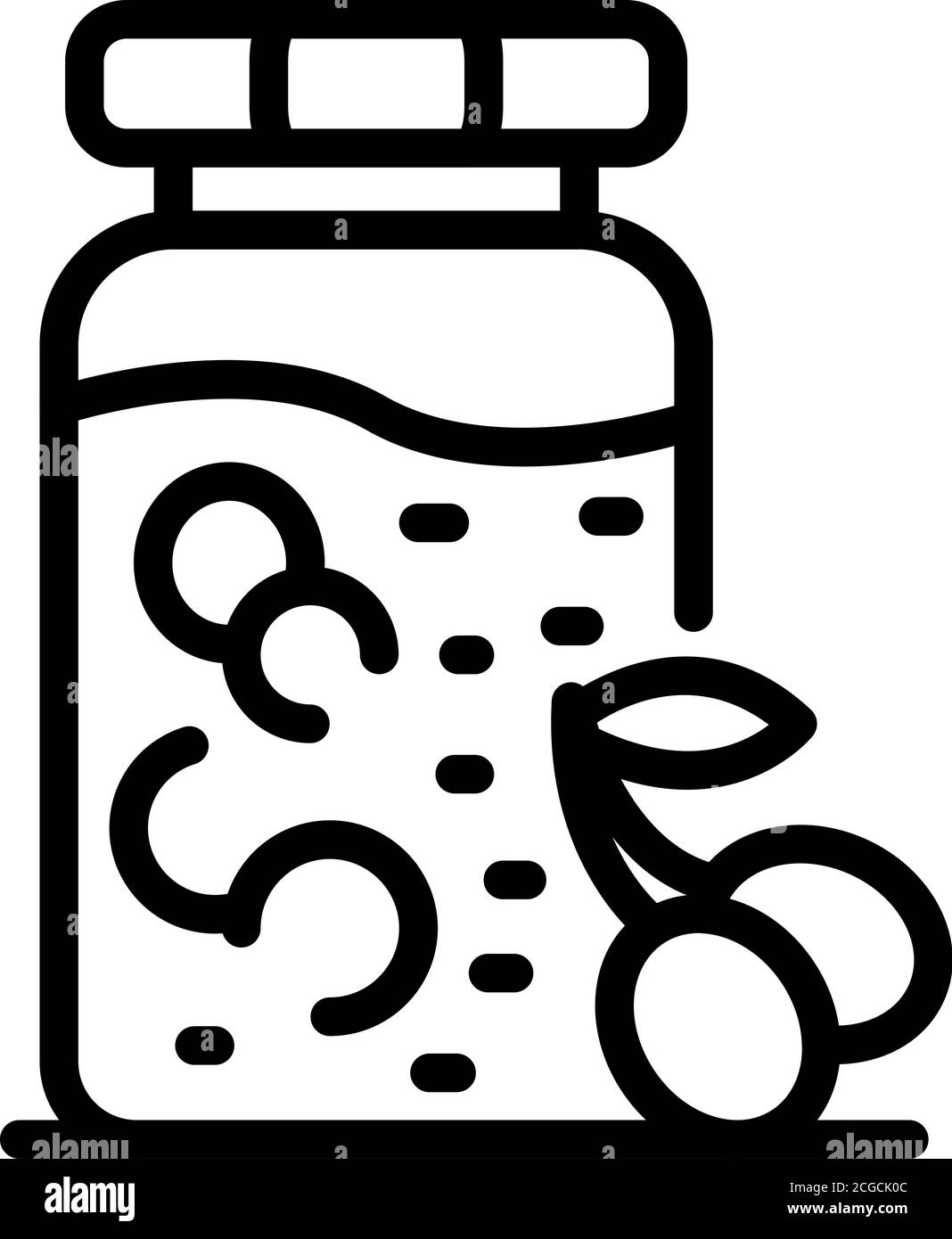 Griechische Oliven Glas Ikone, Umriss Stil Stock Vektor