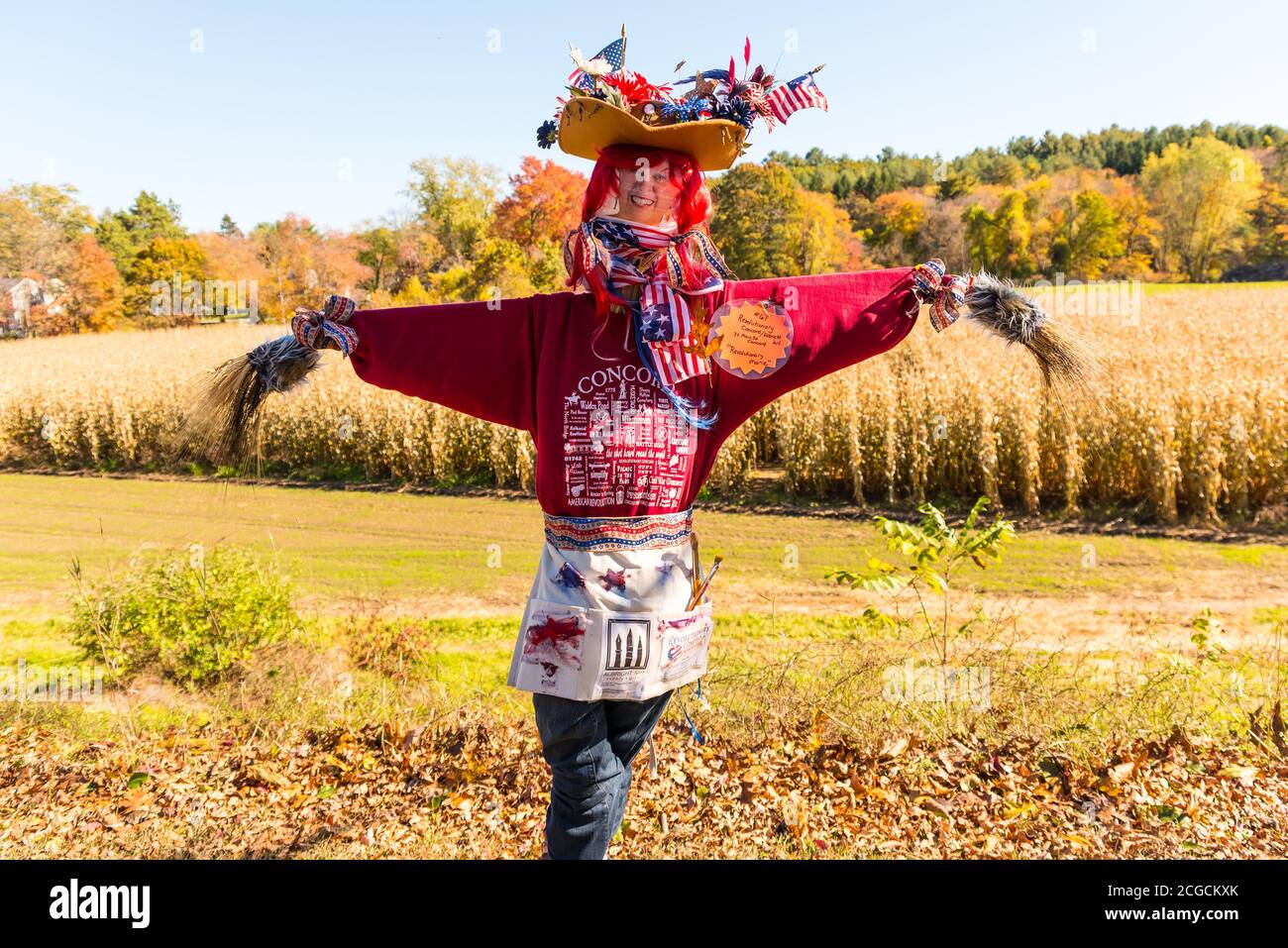 Scarecrow Design-Wettbewerb auf lokaler Farm, um Geld zu sammeln, um die National Alliance auf psychische Erkrankungen zu profitieren. Stockfoto