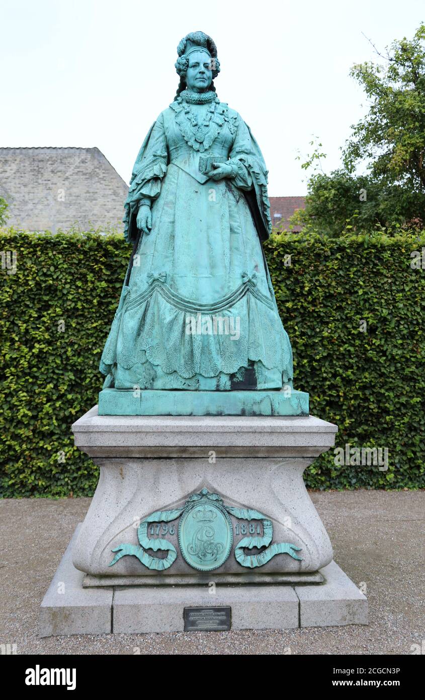 Dowager Königin Caroline Amalie Statue im Kings Garden at Schloss Rosenborg Stockfoto