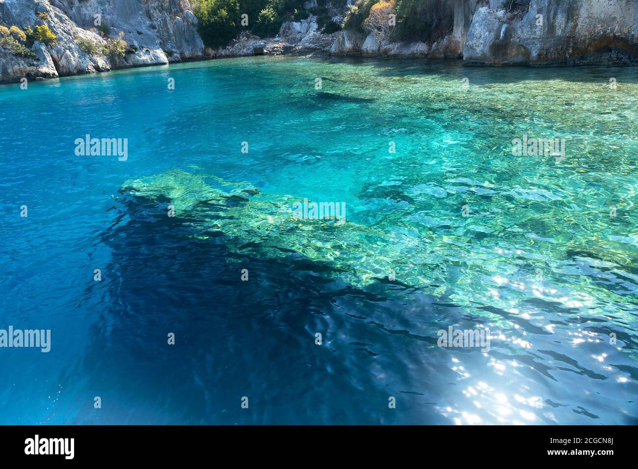 Versunkene Ruinen in Kekova Insel Dolichiste alten lykischen Stadt, Antalya prov.-Türkei. Stockfoto