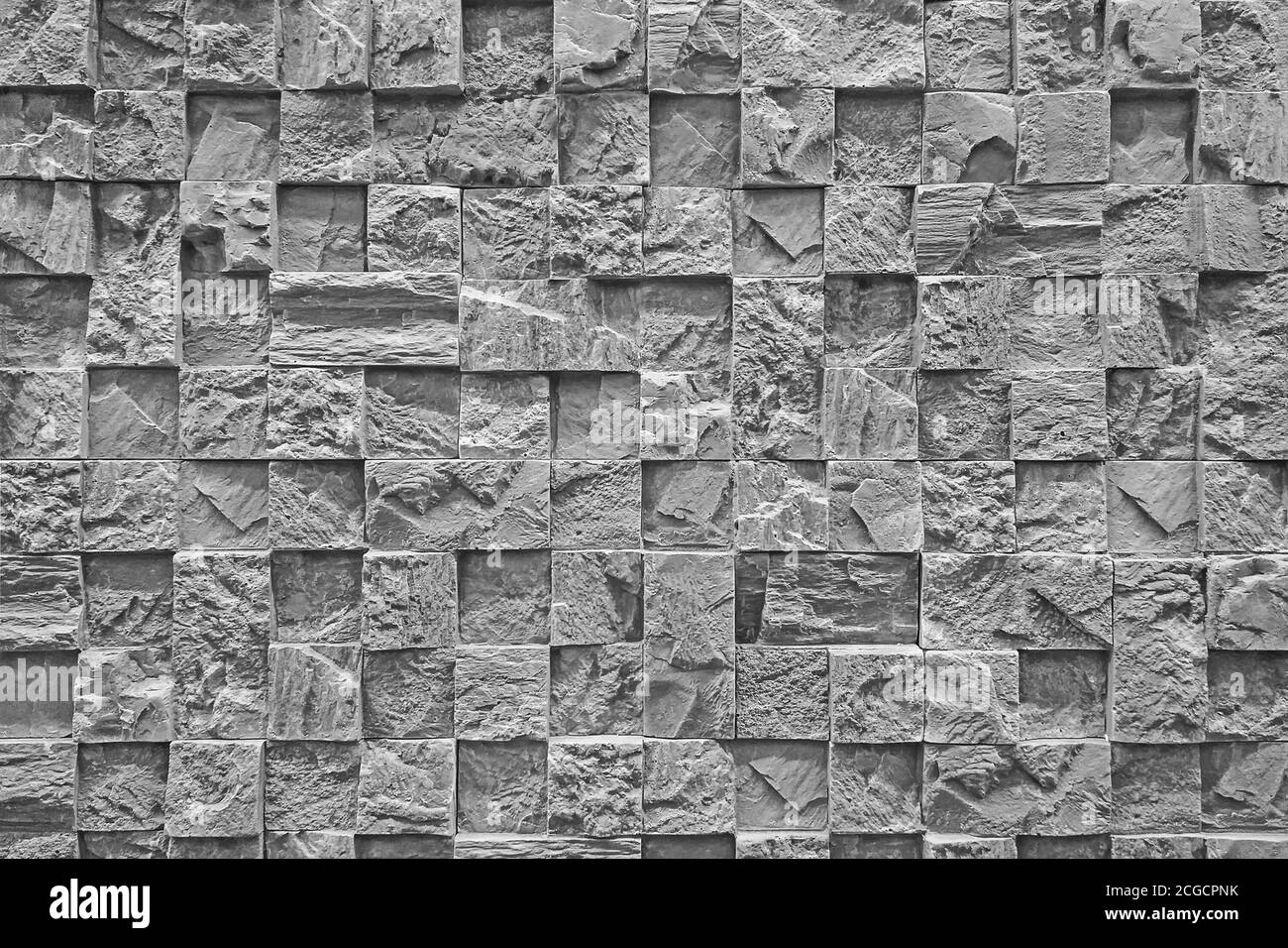 Graue Steinwand Textur, Gipspixel Fliesen für die Innenarchitektur Stockfoto