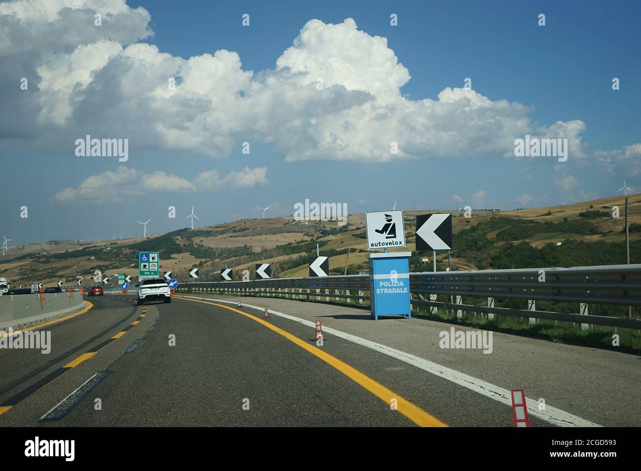 A 16 - Autostrada Napoli - Bari - Autobahn, Italien - Autovelox Stockfoto