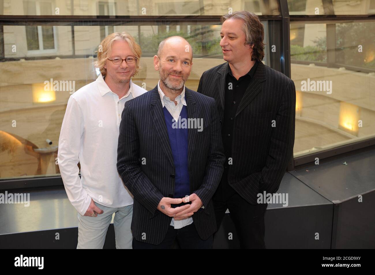 Mailand Italien 18/03/2008 : Fotosession der Rem Band ,Mike Mills, Michael Stipe, Peter Buck Stockfoto