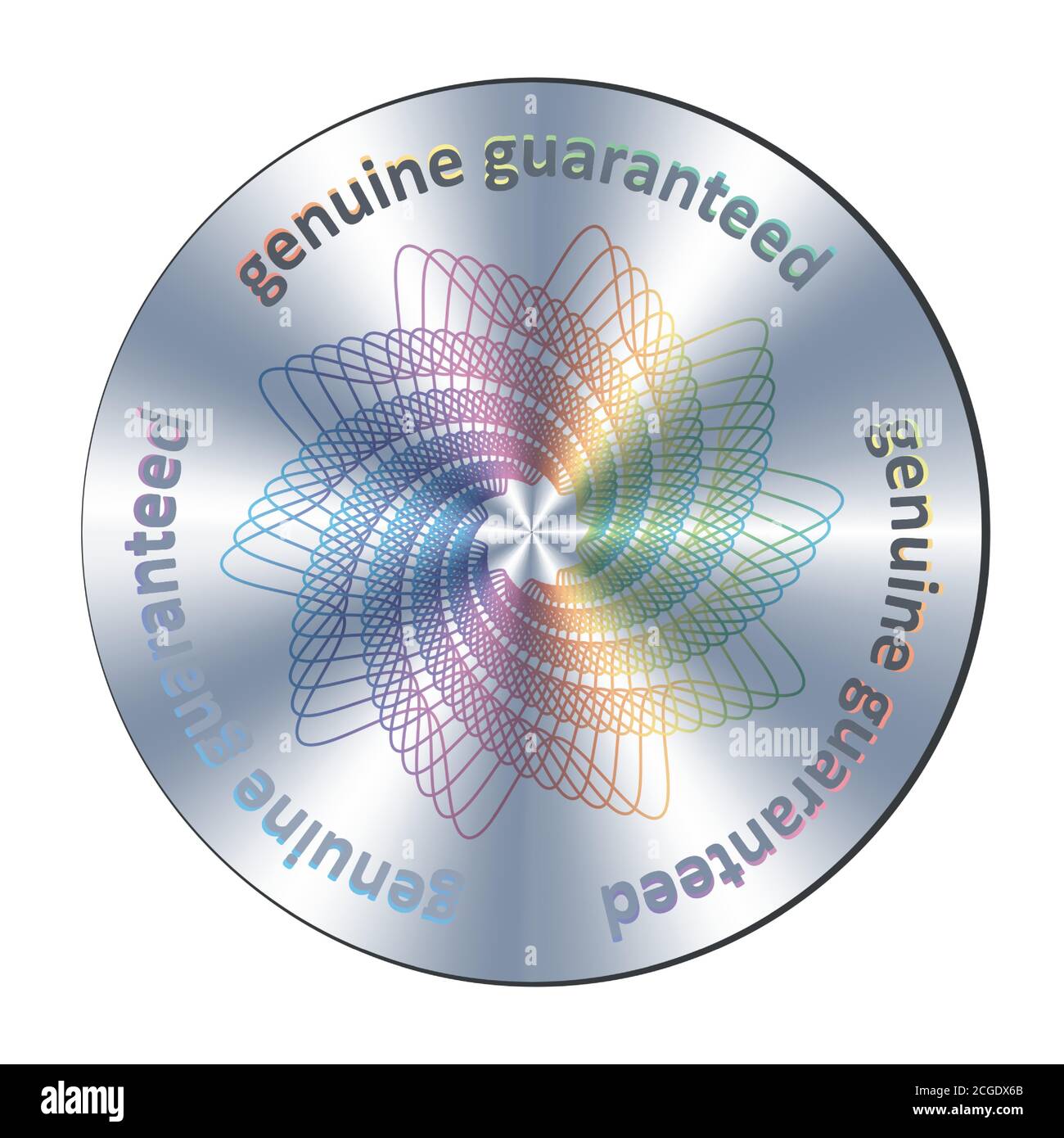 Echte garantiert metallischen runden Hologramm realistische Aufkleber, Zeichen, Symbol, Emblem, Abzeichen. Vector echtes Element für Produktqualität garantieren und Stock Vektor