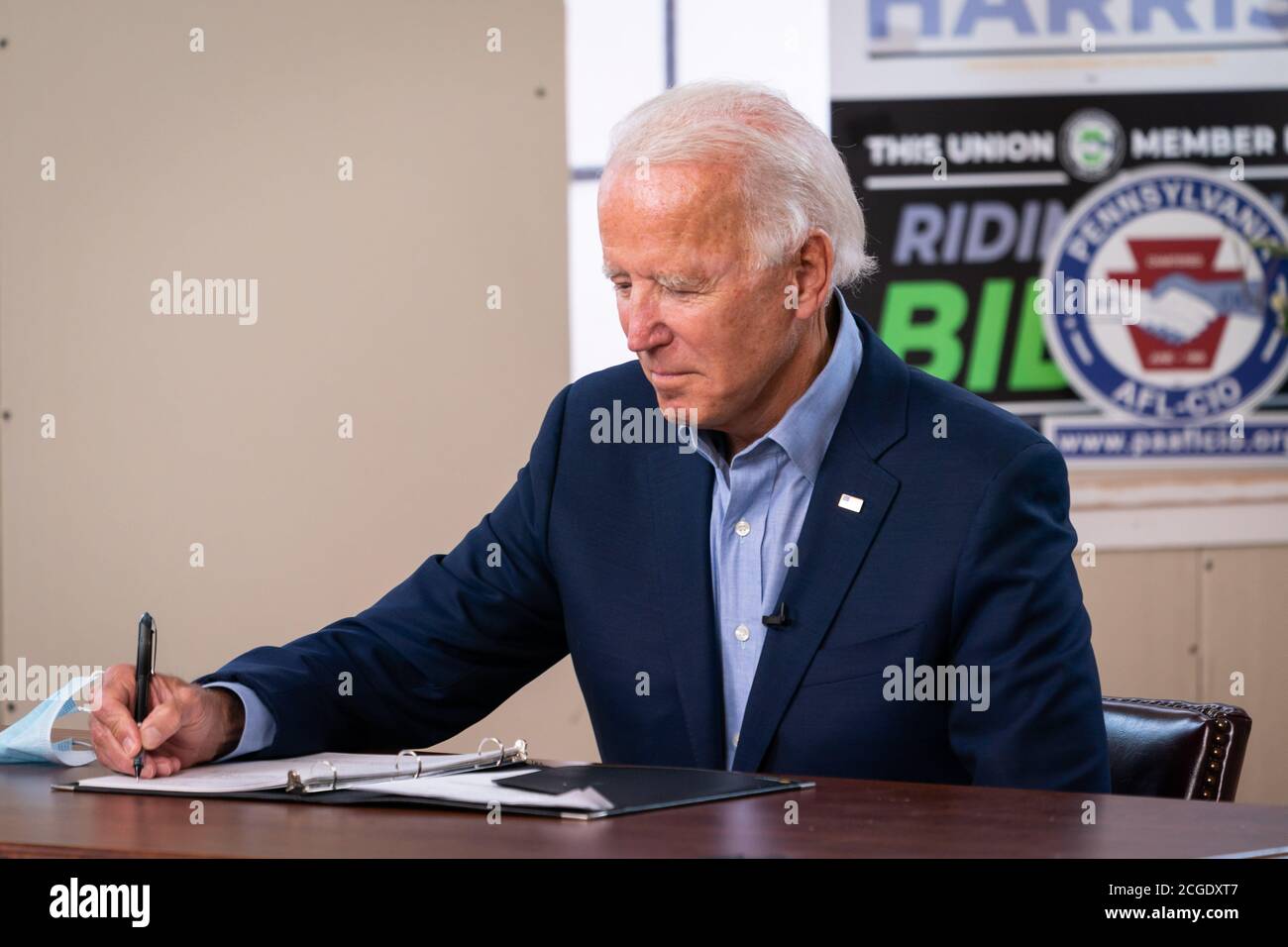 HARRISBURG, PA, USA - 07. September 2020 - demokratischer US-Präsidentschaftskandidat Joe Biden bei einer virtuellen Veranstaltung des AFL-CIO Labor Day in Harrisburg, Pennsylvania Stockfoto