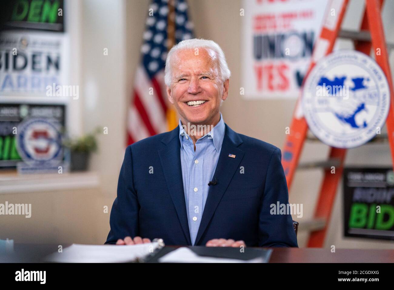 HARRISBURG, PA, USA - 07. September 2020 - demokratischer US-Präsidentschaftskandidat Joe Biden bei einer virtuellen Veranstaltung des AFL-CIO Labor Day in Harrisburg, Pennsylvania Stockfoto