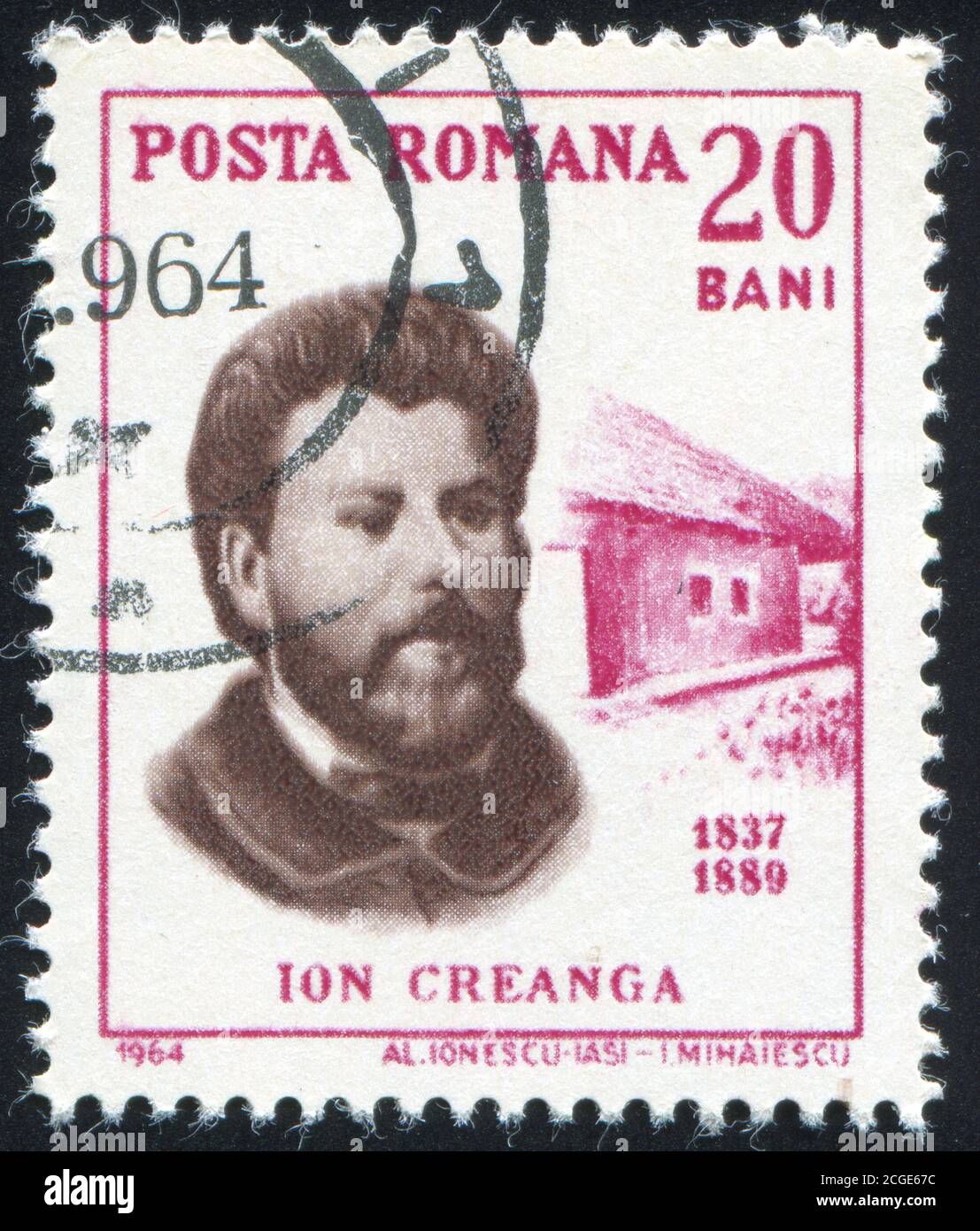 RUMÄNIEN - UM 1964: Briefmarke gedruckt von Rumänien, zeigt Ion Creanga, um 1964. Stockfoto
