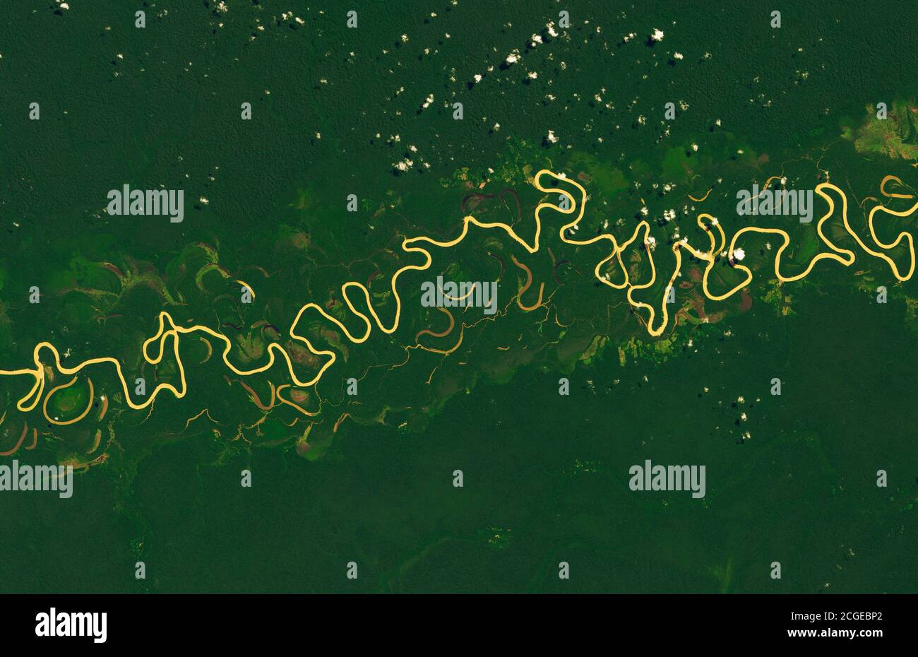 Der Fluss Juruá entspringt aus dem Hochland in Ost-Zentral-Peru und schlängelt sich dann durch das Tiefland in Brasilien. Mit der Zeit leert es in den Amazonas-Riv Stockfoto
