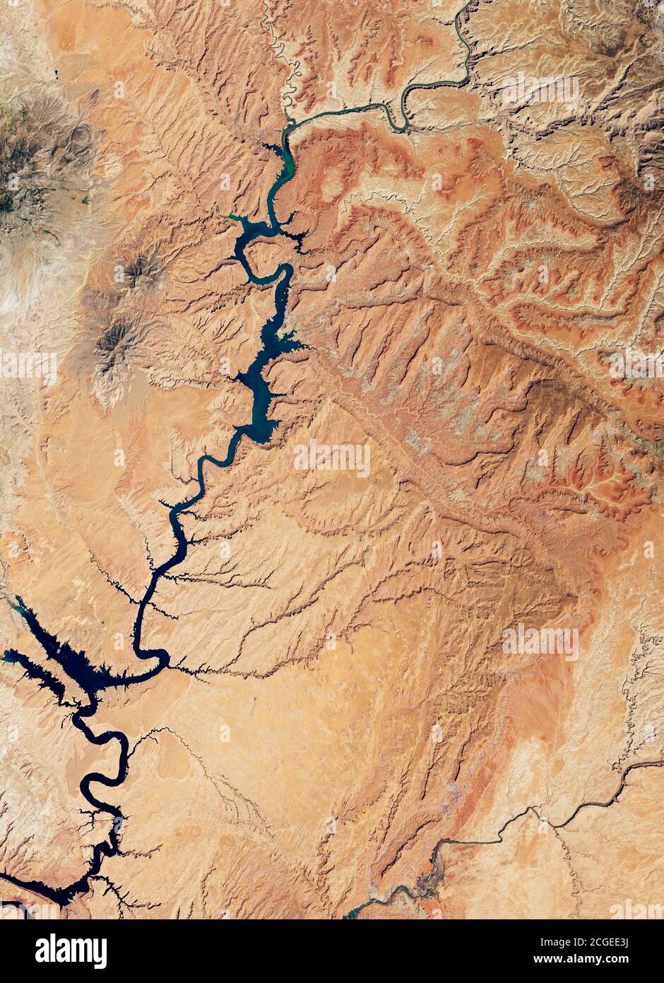 Satellitenbild von Lake Powell im Südosten von Utah und im Nordosten von Arizona, USA Stockfoto
