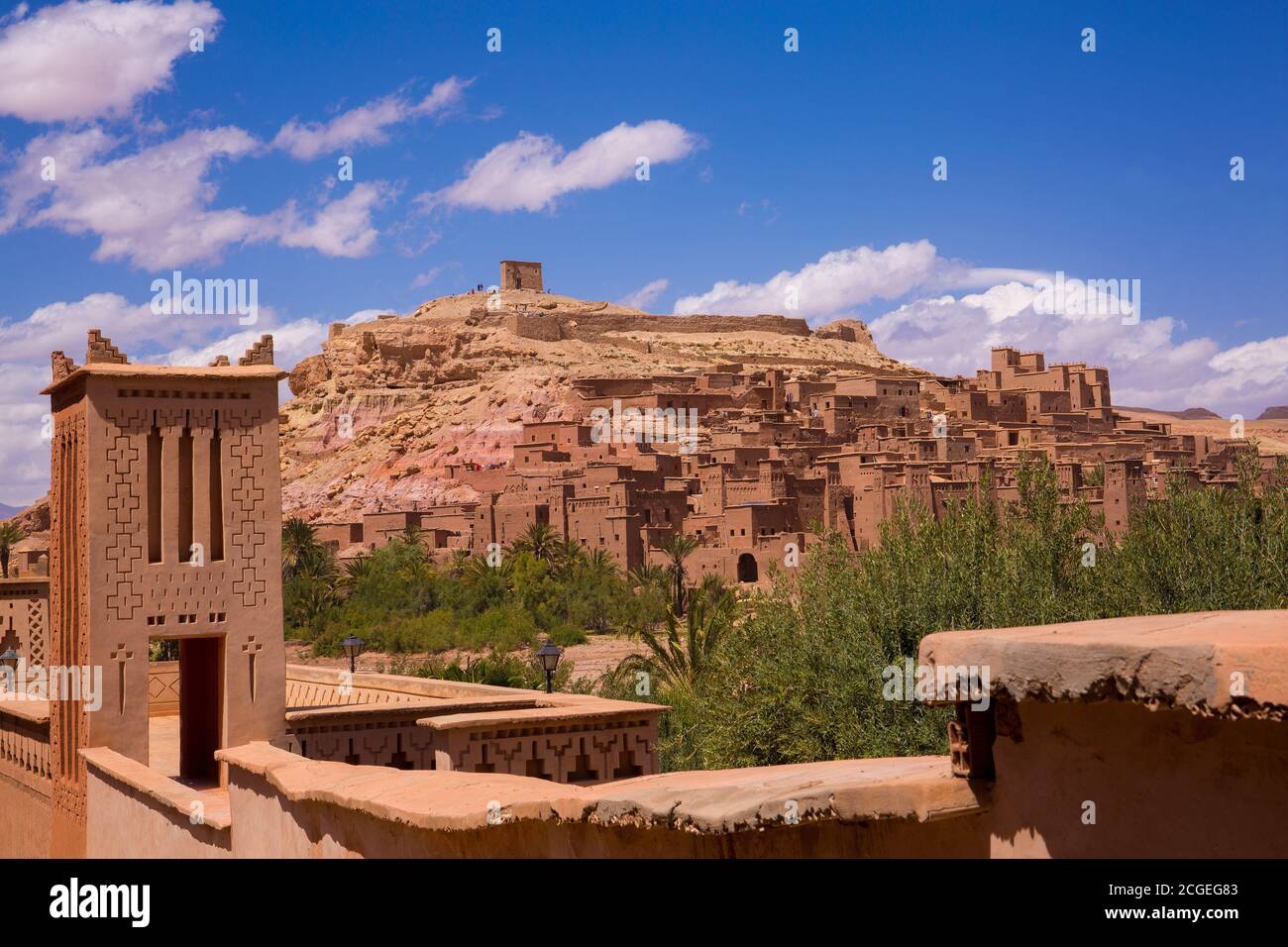 Blick auf Ait Benhaddou in der Nähe von Ouarzazate, Marokko Stockfoto