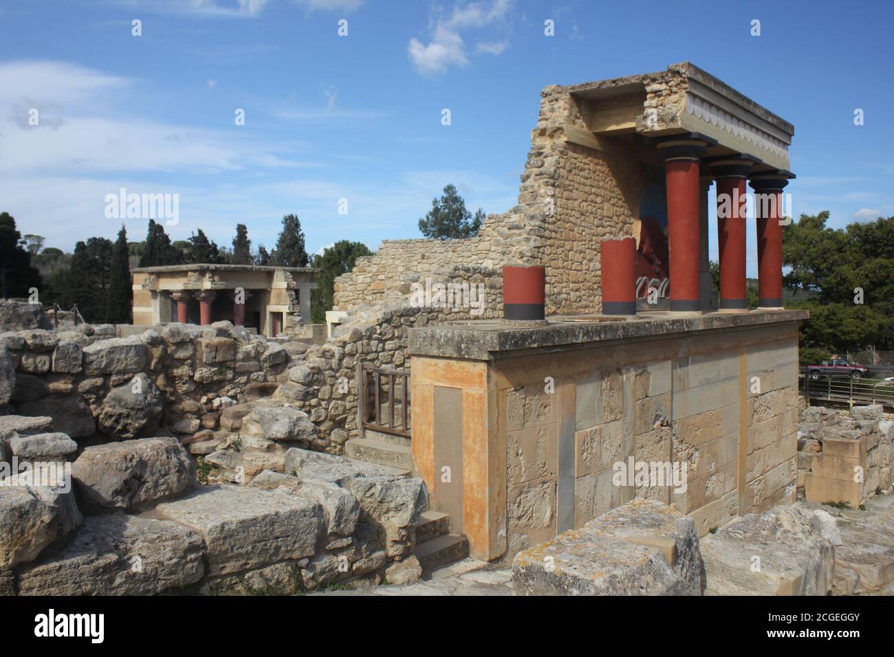 Die archäologische Stätte von Knossos mit dem minoischen Palast auf Kreta, Griechenland Stockfoto