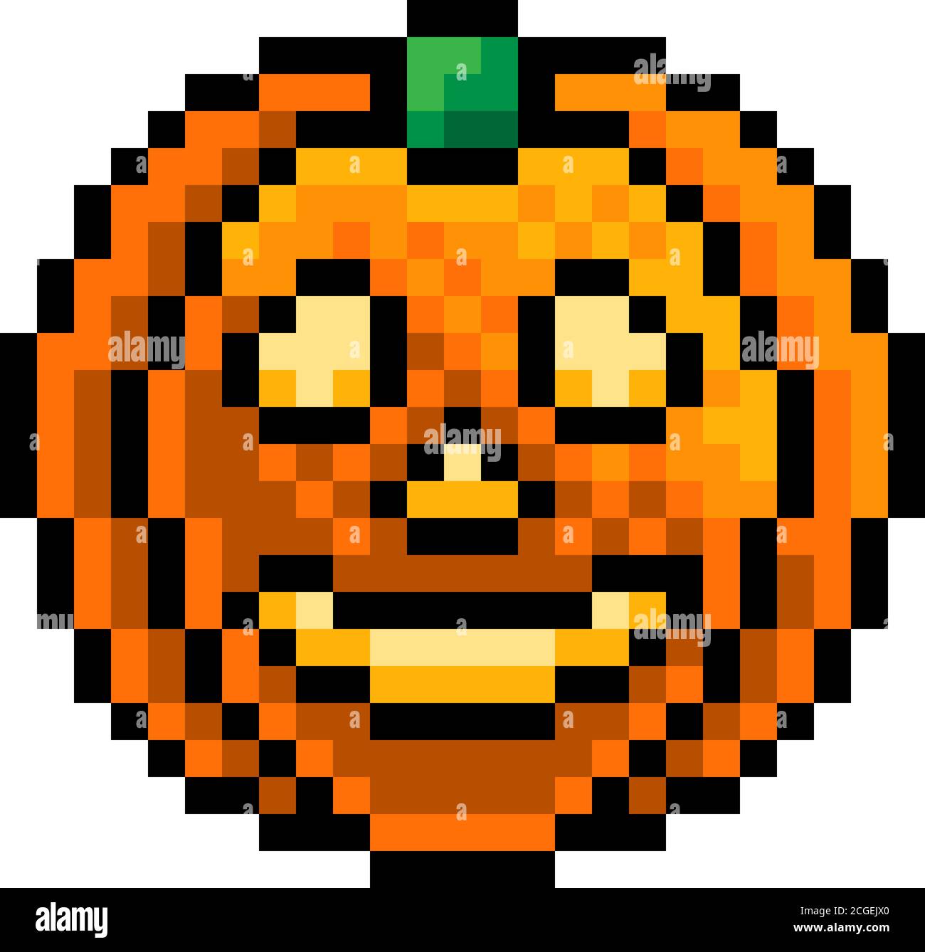 Halloween Kürbis Laterne Pixel Art Spiel Symbol Stock Vektor