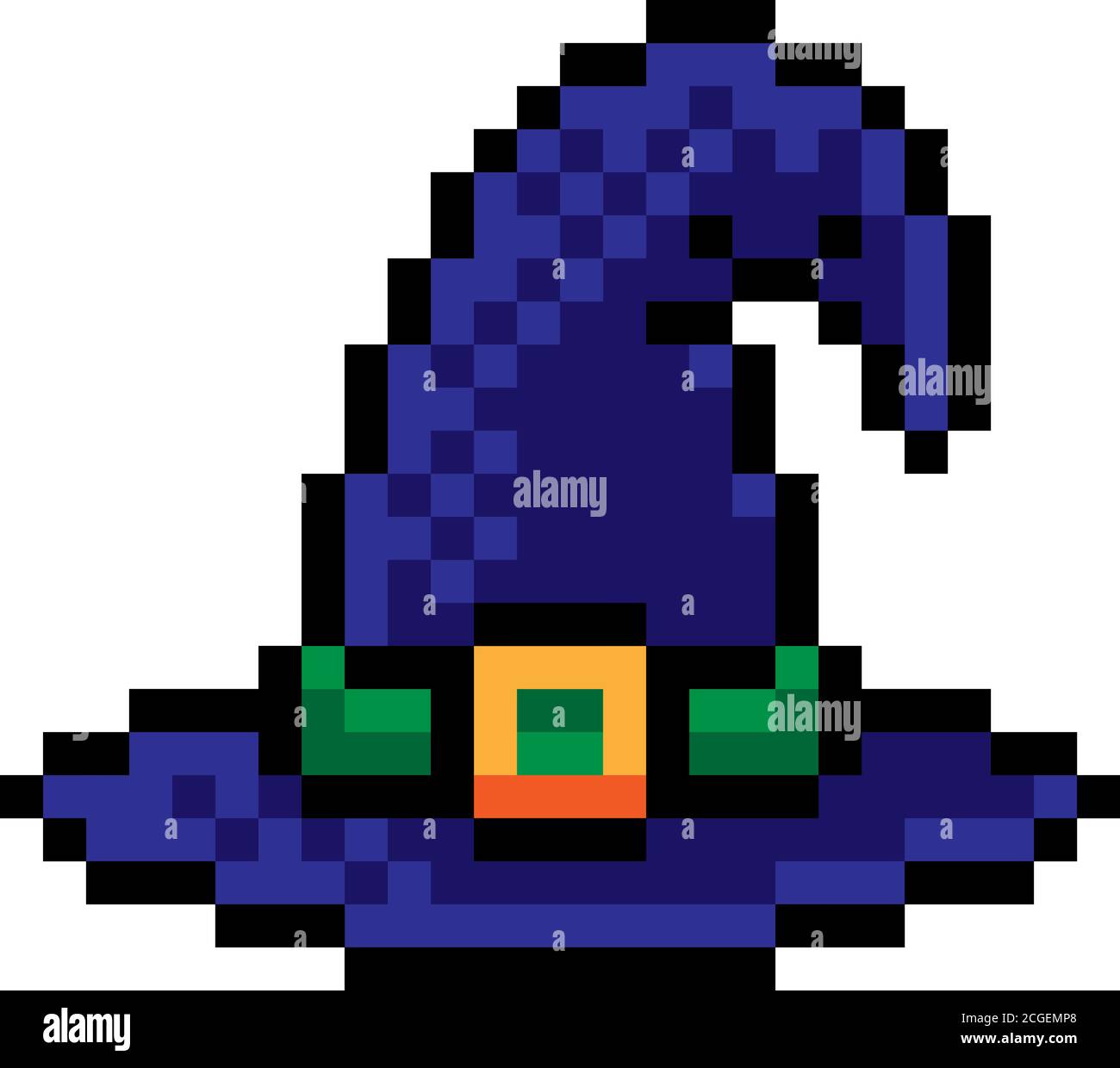 Halloween Hexenhut Spiel Pixel Art Symbol Stock Vektor