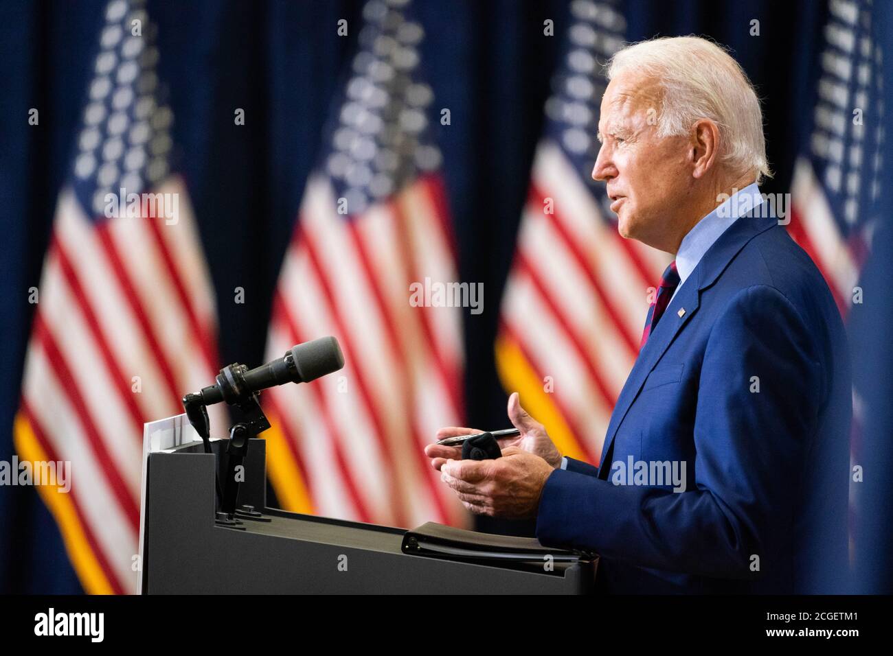 WILMINGTON, PA, USA - 04. September 2020 - der demokratische US-Präsidentschaftskandidat Joe Biden bei einer Pressekonferenz zum Thema "der Zustand der US-Wirtschaft und Job Stockfoto