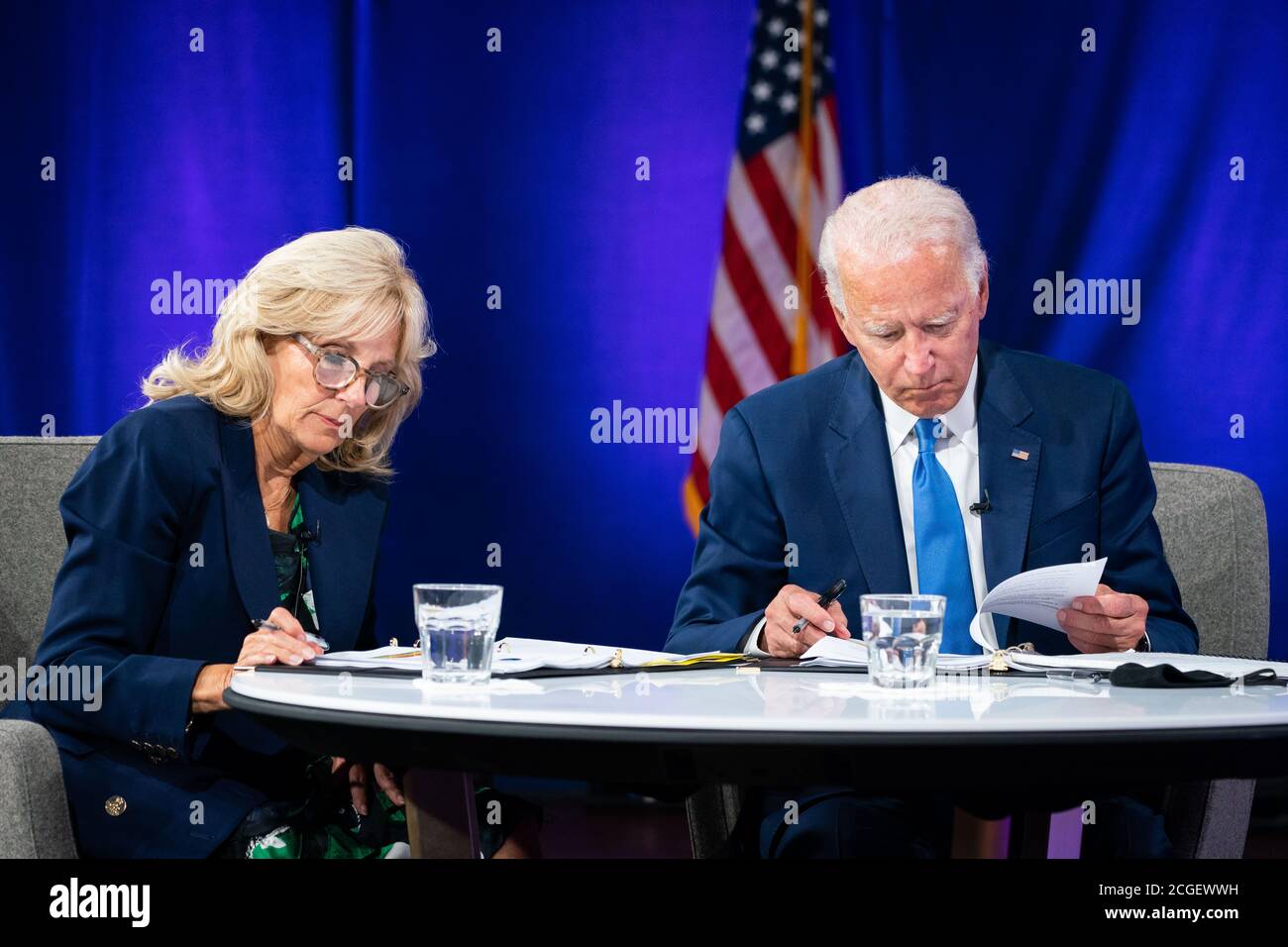 WILMINGTON, PA, USA - 02. September 2020 - ehemalige zweite Lady Jill Biden mit ihrem Mann - der demokratische US-Präsidentschaftskandidat Joe Biden in einem Pre Stockfoto