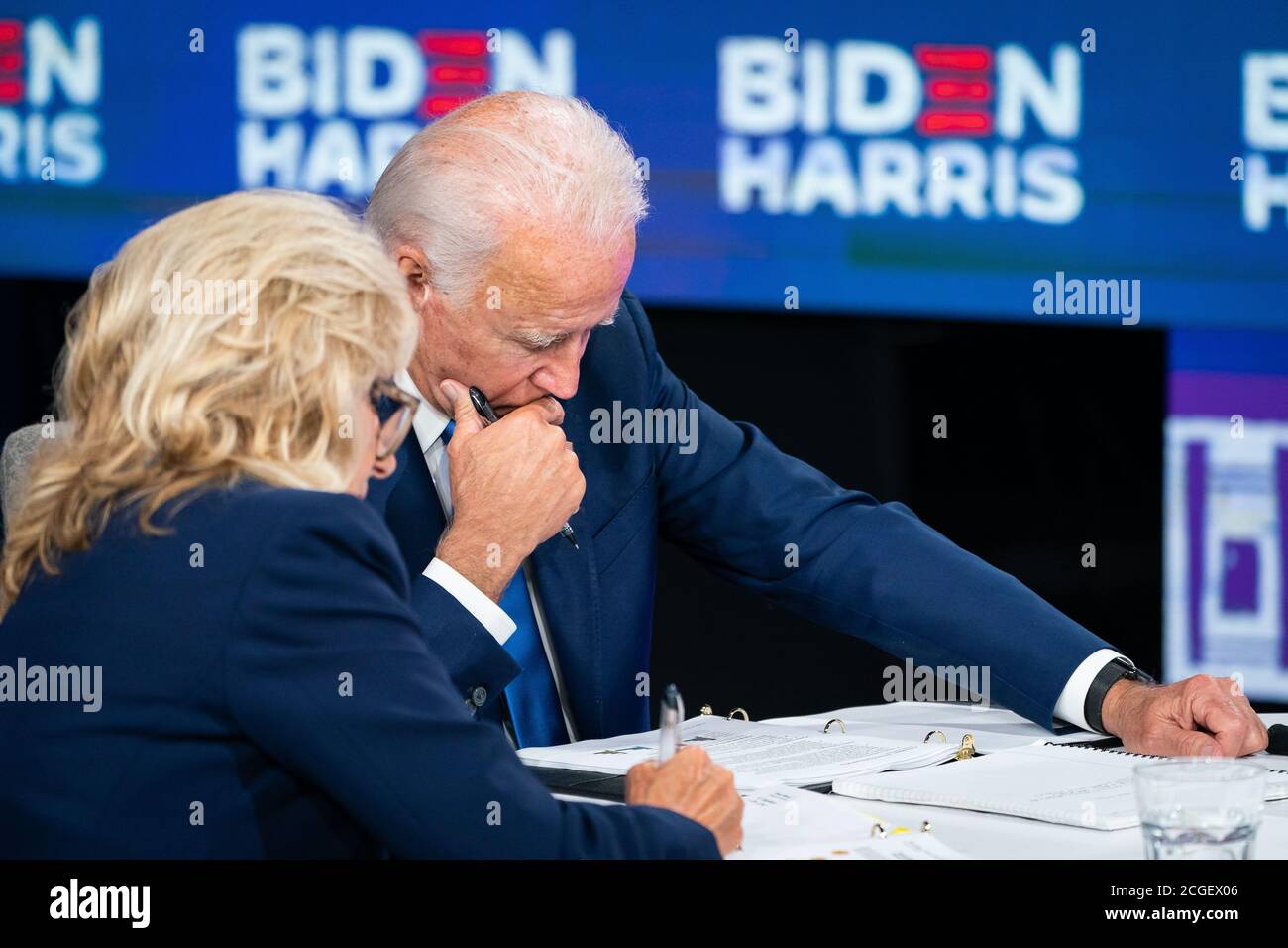 WILMINGTON, PA, USA - 02. September 2020 - ehemalige zweite Lady Jill Biden mit ihrem Mann - der demokratische US-Präsidentschaftskandidat Joe Biden in einem Pre Stockfoto