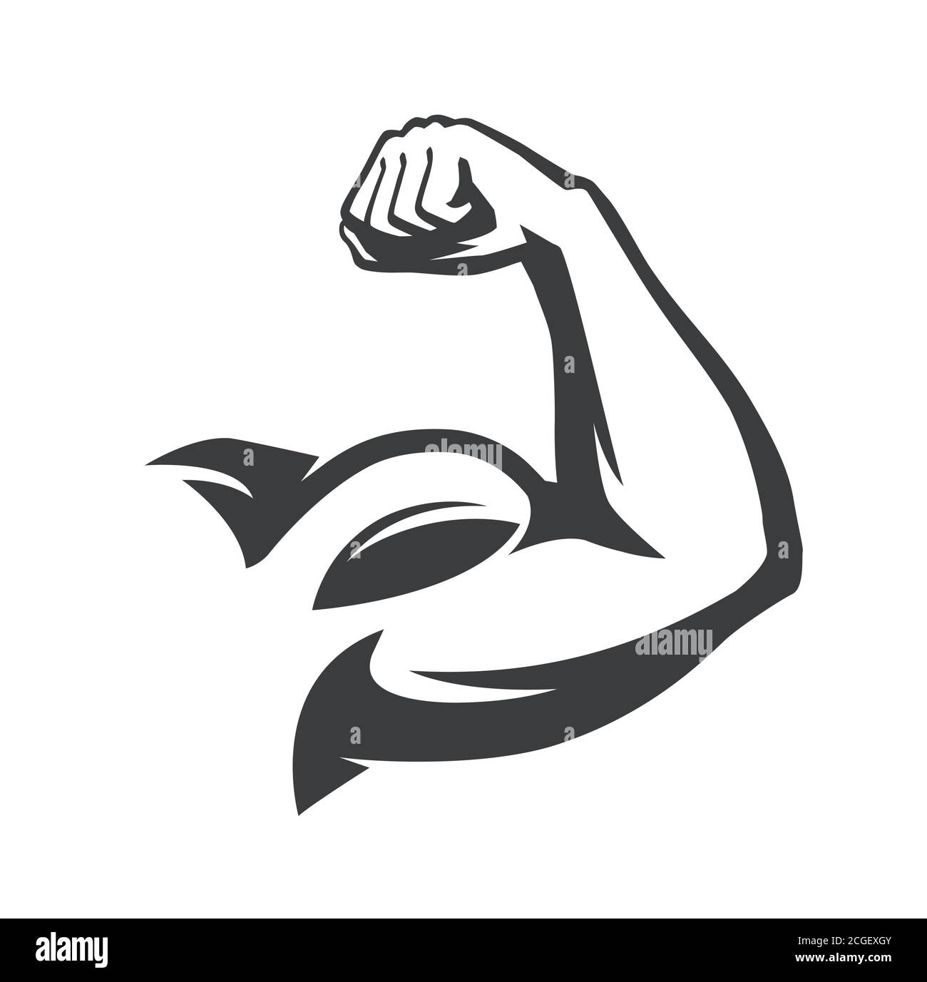 Muskulöser Arm mit geballter Faust. Power-Symbol Stock Vektor