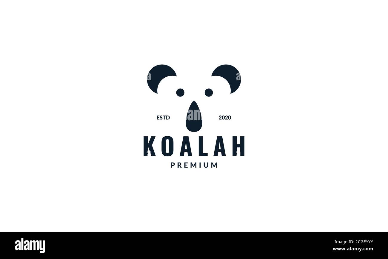 Minimalistisches Koala-Logo für das Kopfgesicht Stock Vektor