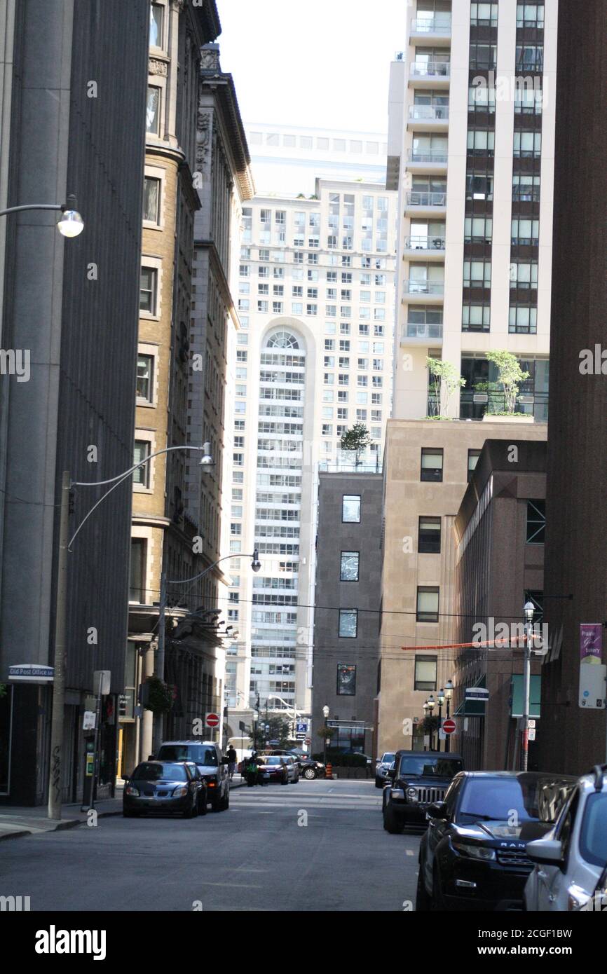 Gebäude in der Innenstadt von Toronto, einer der belebtesten Orte überhaupt. Stockfoto