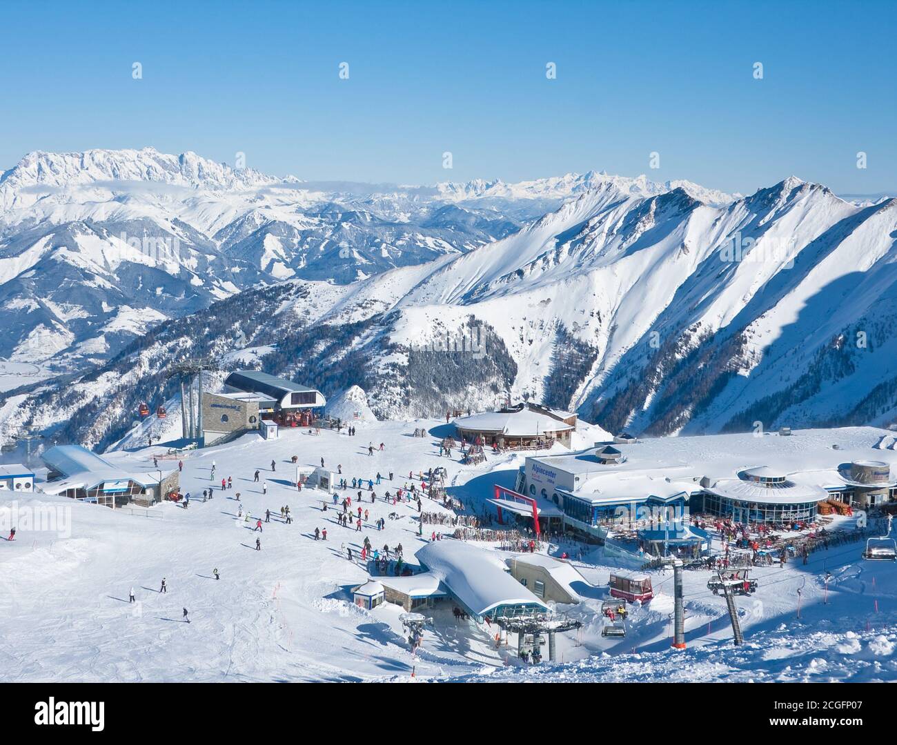 Skigebiet Kaprun, Kitzsteinhorn Gletscher. Österreich Stockfoto