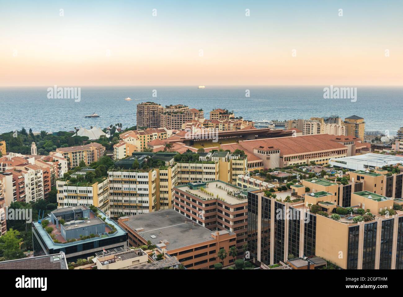 Monte Carlo Monaco, Skyline der Stadt am Hafen von Ville Stockfoto
