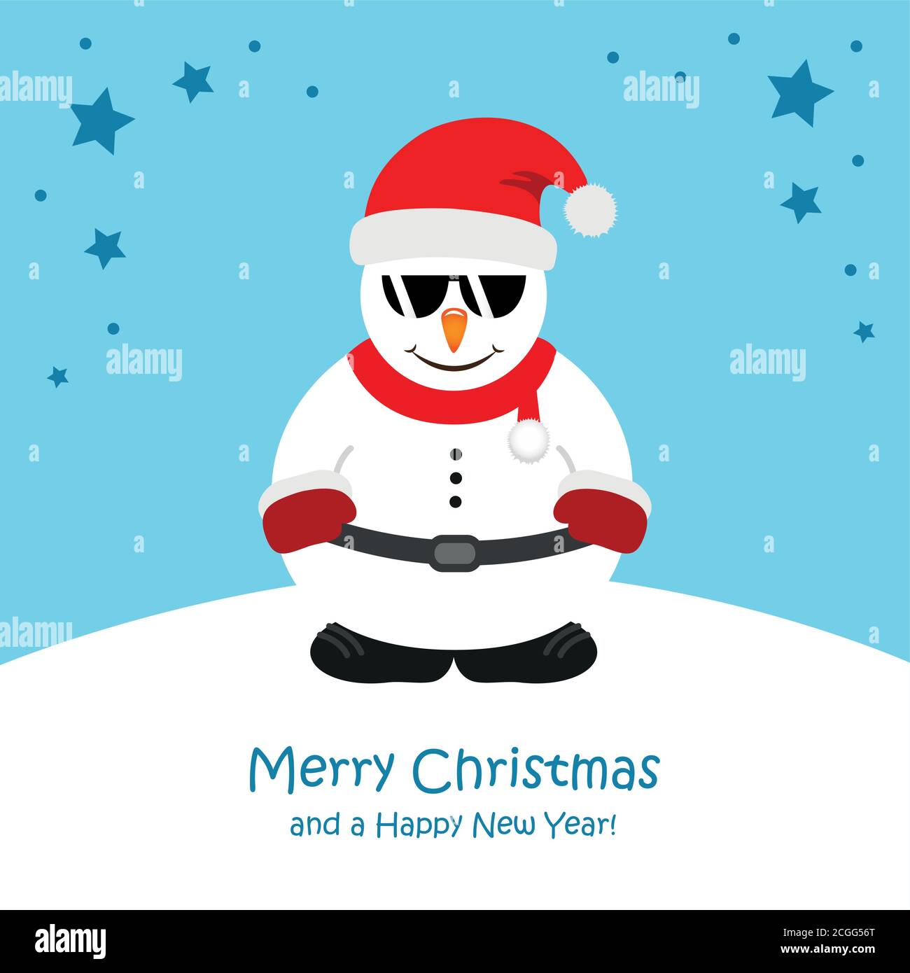 Nette weihnachten Schneemann mit Sonnenbrille Cartoon Vektor Illustration EPS10 Stock Vektor