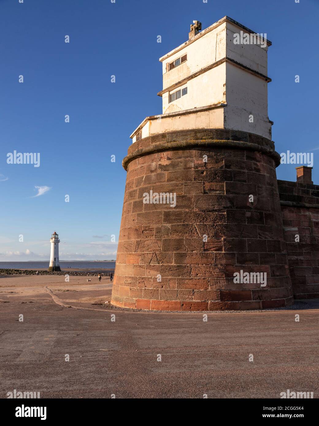 Fort Perch Rock and Lighthouse, New Brighton, Wirral, Merseyside, England Stockfoto