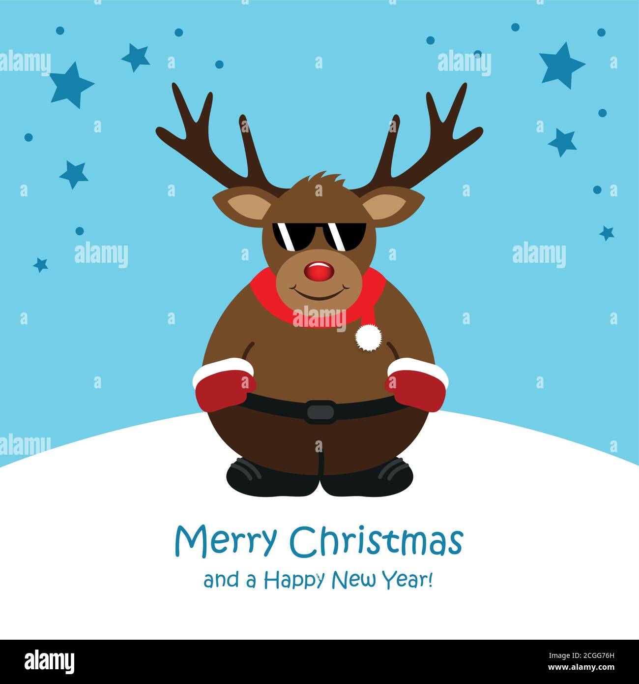 Cute weihnachten Hirsch mit Sonnenbrille Cartoon Vektor Illustration EPS10 Stock Vektor